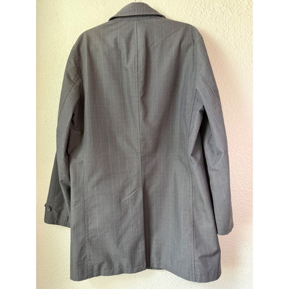 Banana Republic Men's Trench Coat Large L Gray Plaid Cotton Blend - Picture 3 of 6